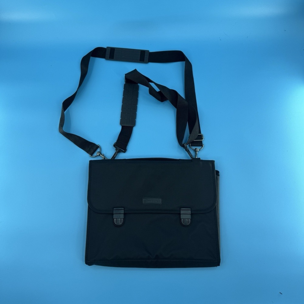 Brookstone Black Messenger Bag 15" Laptop Briefcase Crossbody Shoulder